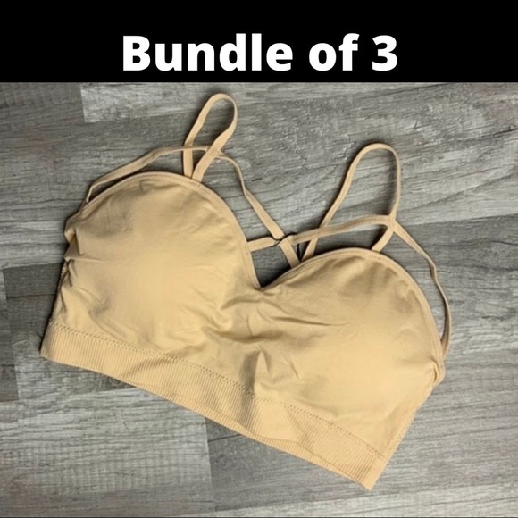 𝅺✨new✨ 3 Cage Bralettes Nude - Picture 1 of 2